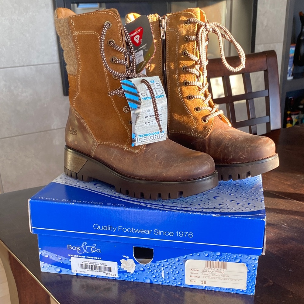 Bos. & Co. High quality Saddle leather/suede/Tweed & Wool lining ladies boot!